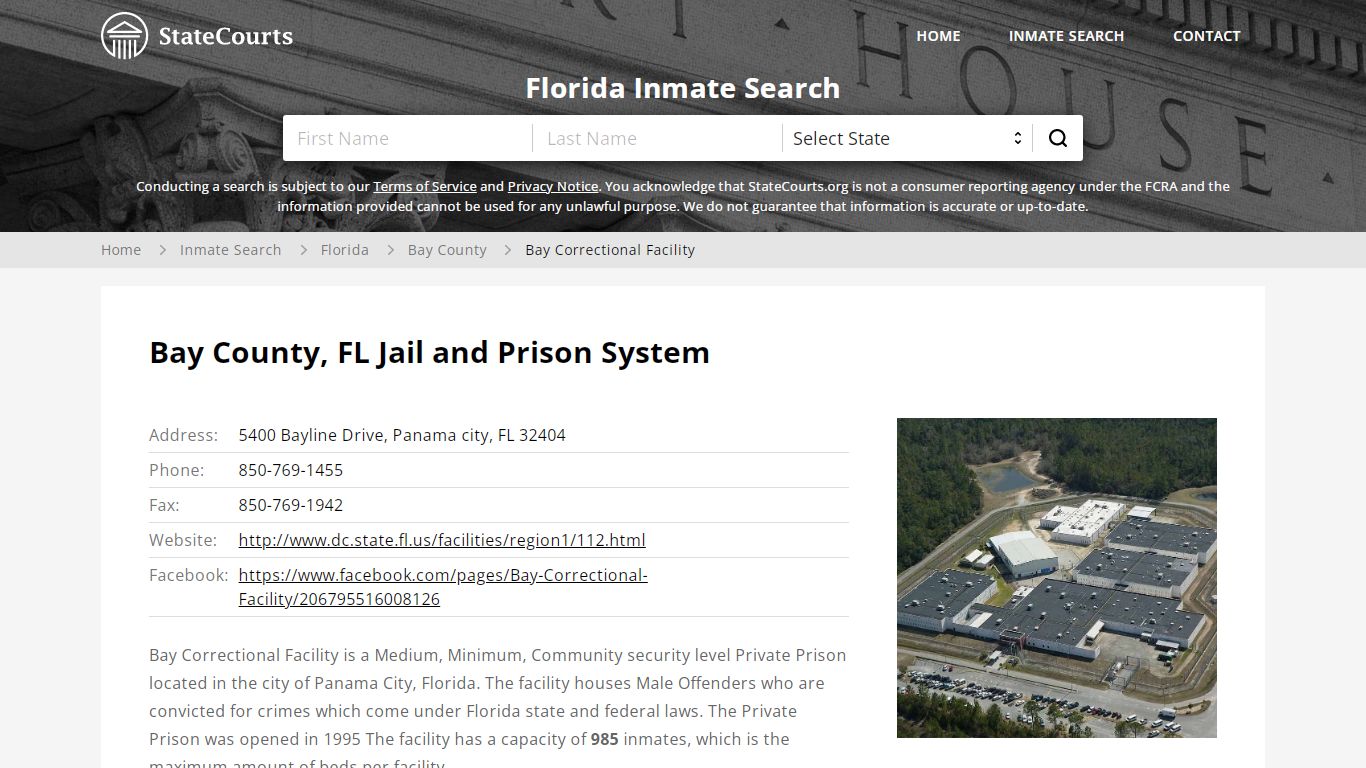 Bay Correctional Facility Inmate Records Search, Florida ...