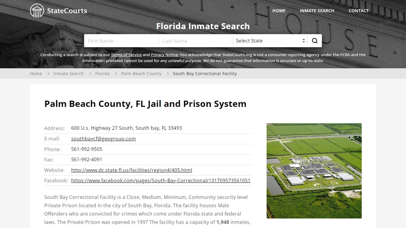South Bay Correctional Facility Inmate Records Search ...
