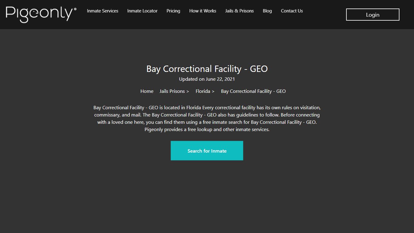 Bay Correctional Facility - GEO Inmate Search | Florida